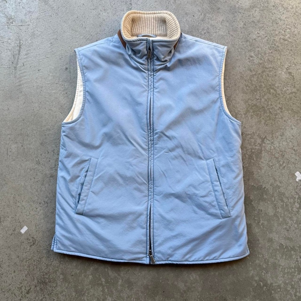 Vintage Loro Piana Twenty K Storm System Cashmere Lined Women S Blue Vest Italy